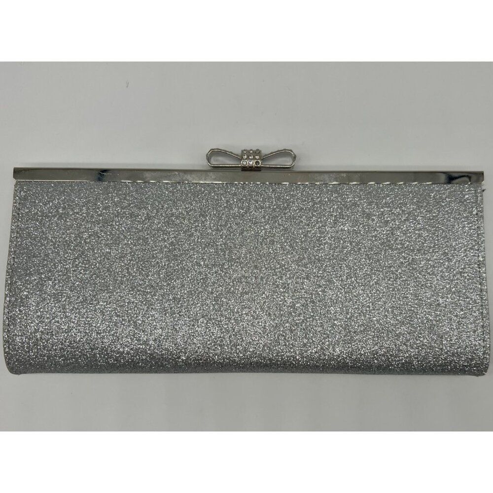 I.N.C. Carolyn Sliver Glitter Clutch Purse Women's Bag